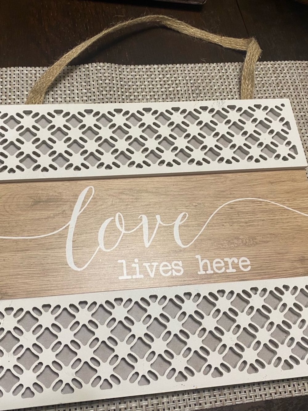 Love Lives Here Wood & White Decorative Hanging Sign